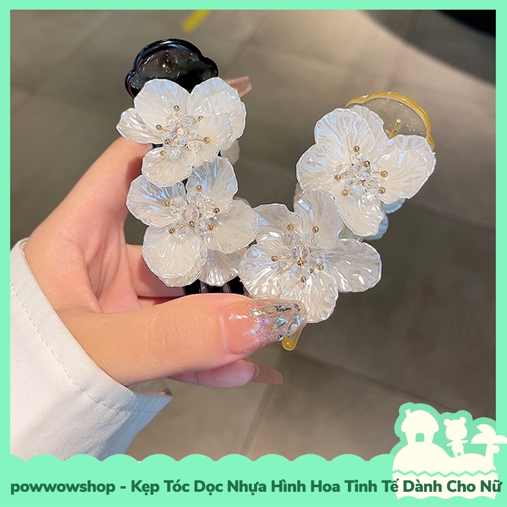 [Sẵn VN - Hỏa Tốc] Kẹp Tóc Ngang Chất Nhựa Đính Kết Hoa Tinh Tế Dành Cho Nữ
