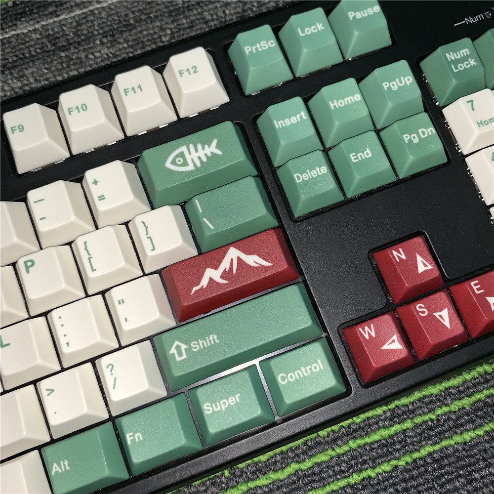 Set keycap Camping và Samurai Cherry profile 127 phím, chất liệu thick PBT, in dye sub 5 mặt lắp vừa hết layout phím cơ