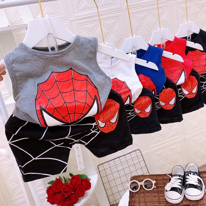 Bộ siêu nhân cho bé bộ ba lỗ siêu nhân cho bé trai 8-18kg Củ khoai tây shop chất cotton thoáng mát