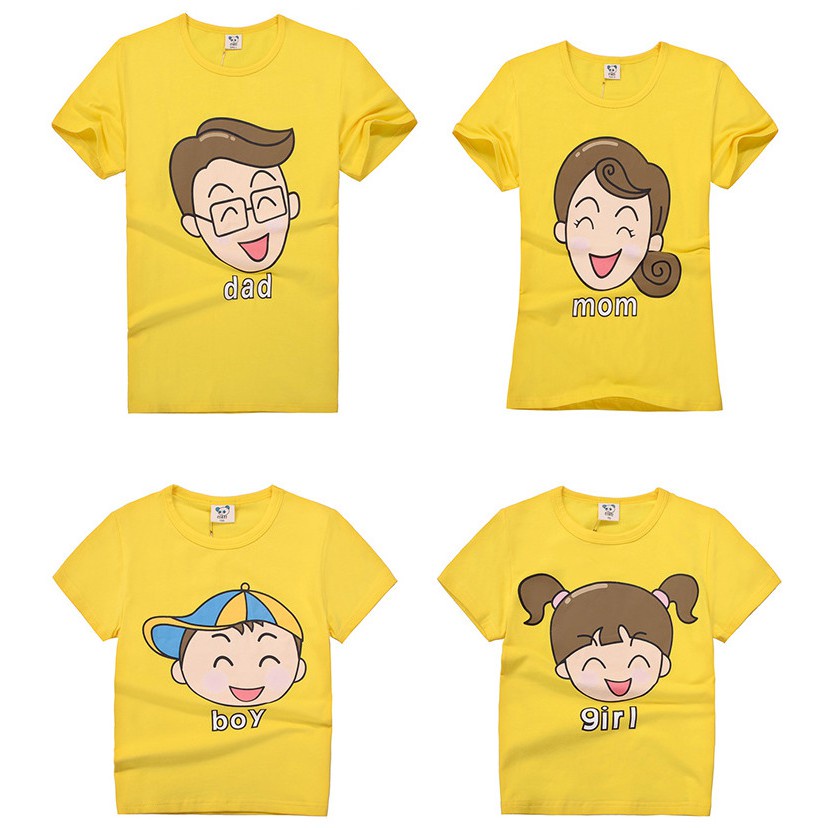 Áo gia đình Familylove - Mẫu Áo gia đình Mặt Chibi + Chữ Dad/Mom/Boy/Girl