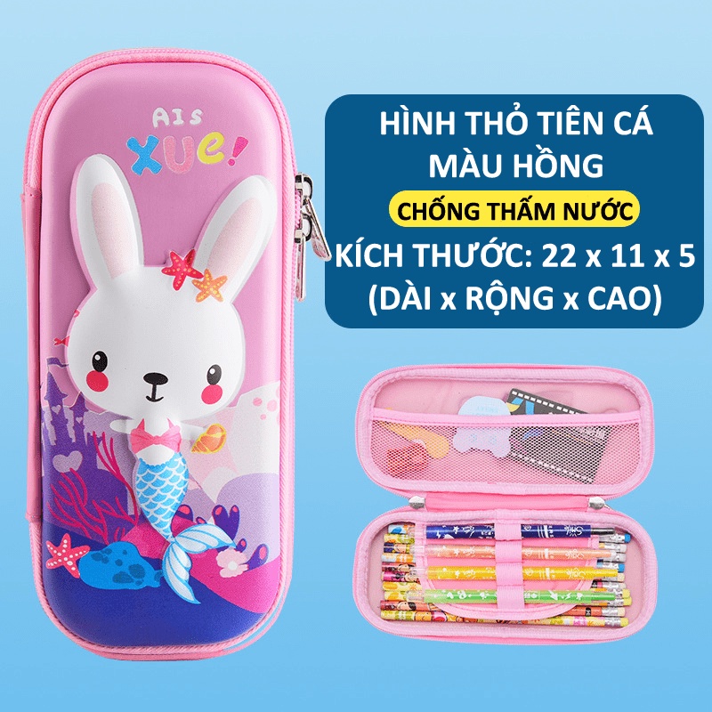 Hộp Bút Họa Tiết In Nổi 3D Sinh Động, Siêu Nhẹ, Chống Thấm Nước, dành cho bé trai và bé gái - NKHB03