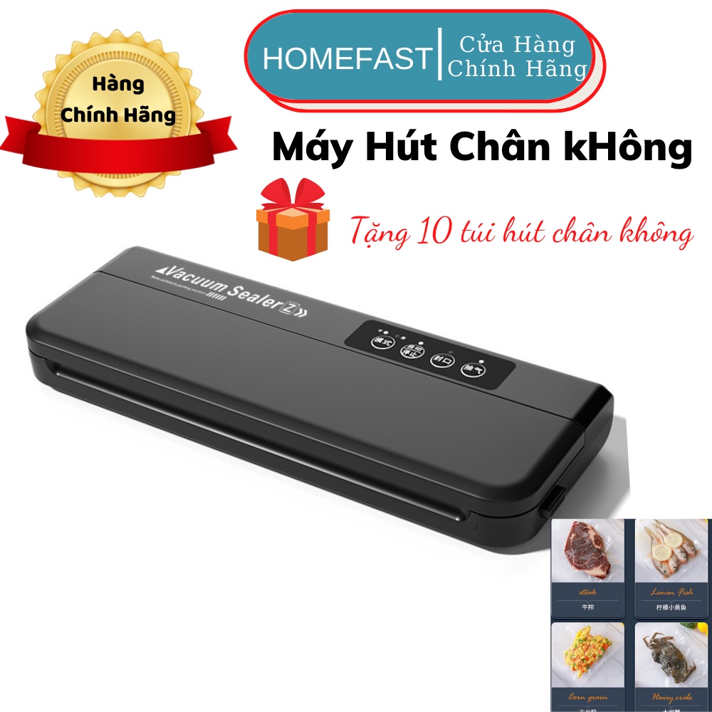 Máy Hút Chân Không Thực Phẩm , Kèm Hàn Miệng Vacuum Sealer , Hút Siêu Khỏe , Hết Khí , Ép Chân Không , Tặng 10 Túi