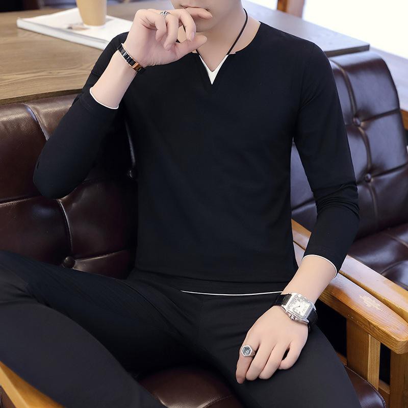 Áo thun nam tay dài TN46 cổ V trơn mẫu mới về vải sợi tre tổng hợp | BigBuy360 - bigbuy360.vn