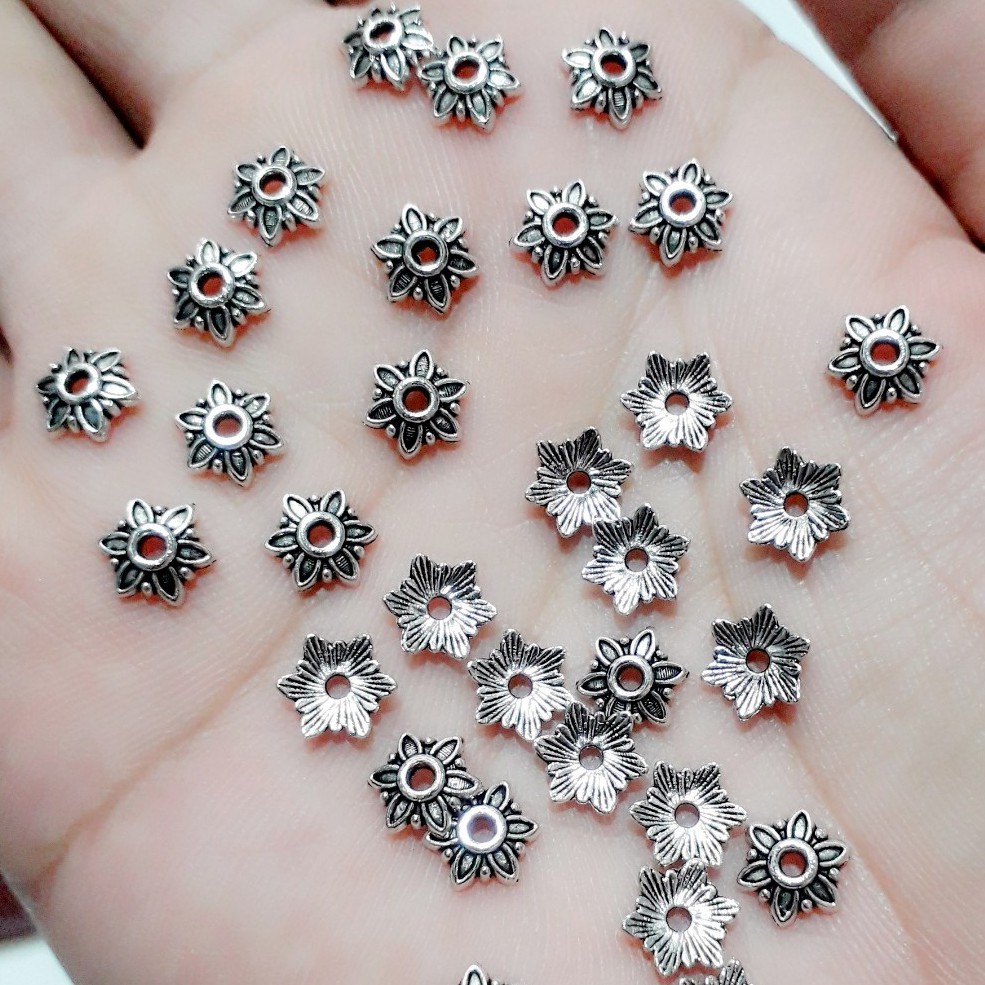 Charm bạc cổ " chụp hạt 6mm - 8mm - 10mm [ 50 gram = 23k / 1 gói ]