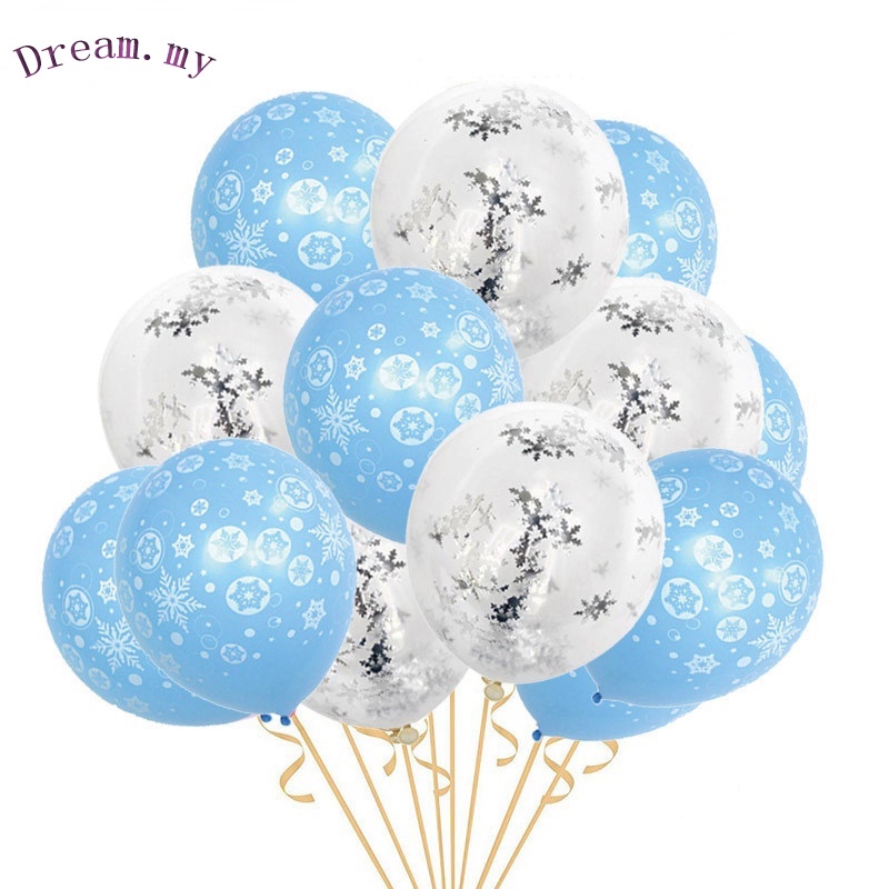 Set 10 Bong Bóng Latex 12 Inch Họa Tiết Công Chúa Elsa Trang Trí Tiệc Giáng Sinh Năm Mới