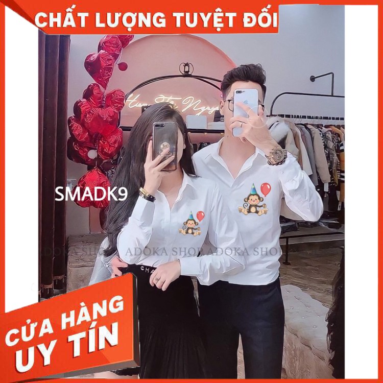 [Mã ADOKA118 giảm 10k đơn 100k ]Áo Sơ Mi Nam Nữ Đồ Đôi Dài Tay DOKA STORE In Hình Dễ Thương D7