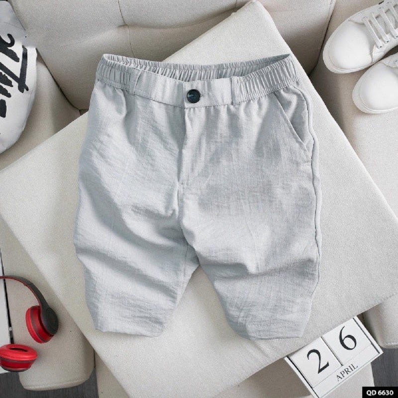 Quần short ngố nam chất vải Đũi dày dặn kiểu dáng Hàn Quốc