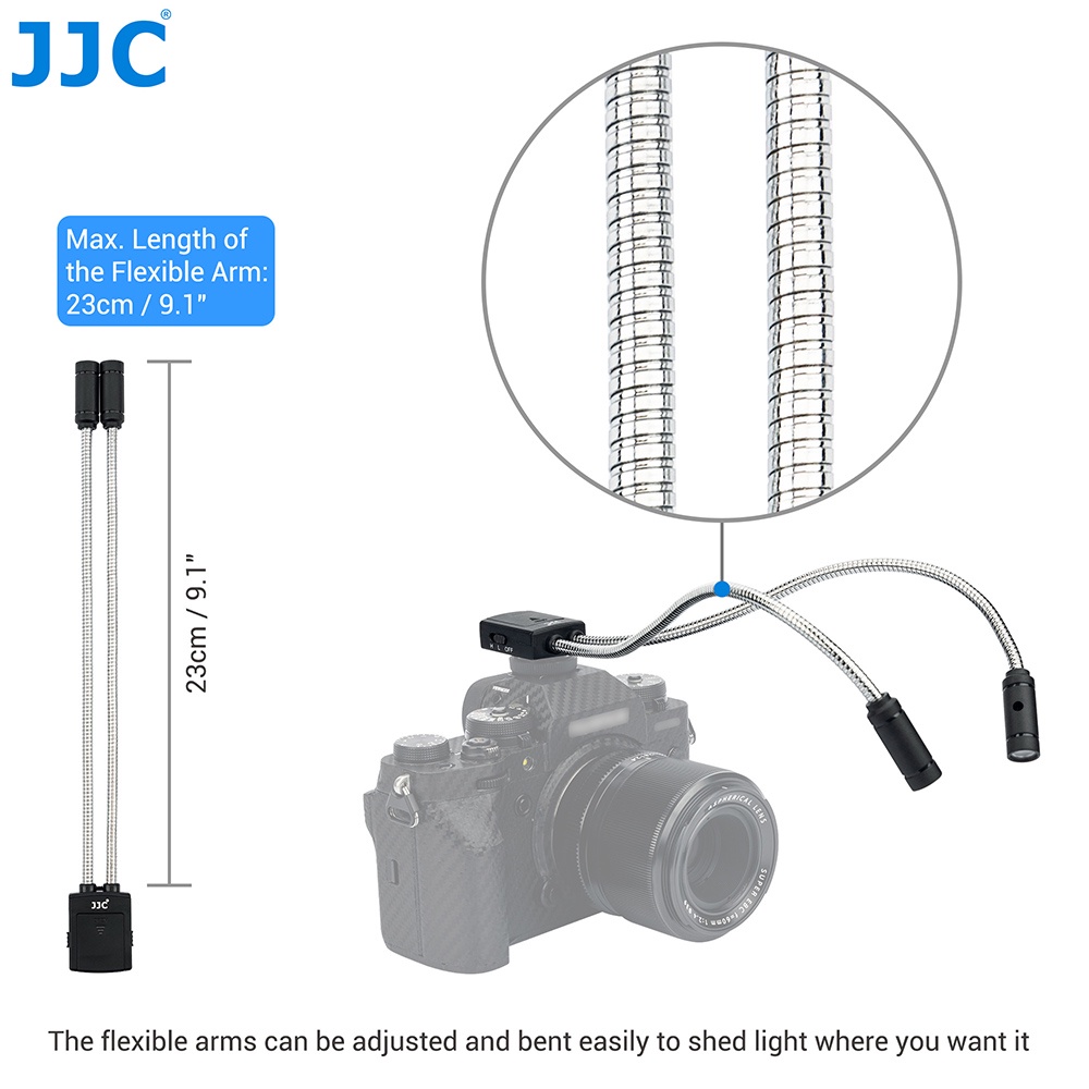 Đèn cận cảnh máy ảnh JJC cánh tay đòn linh hoạt LED 5600K gắn ngàm thích hợp cho SLR và không gương lật đa năng