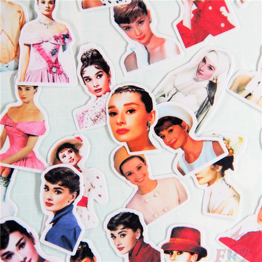 ★★★ Audrey Hepburn Q-2 Artistic Life Mini Diary Manual Stickers ★★★ 50pcs/set DIY Fashion Album Decor Stickers（Size：2~3cm）