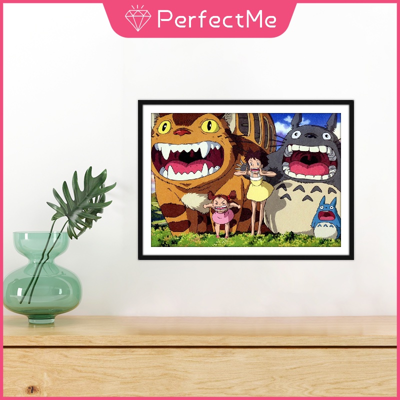 Bộ tranh đính đá 5D họa tiết hoạt hình Totoro xinh xắn kích thước 40X30cm DIY