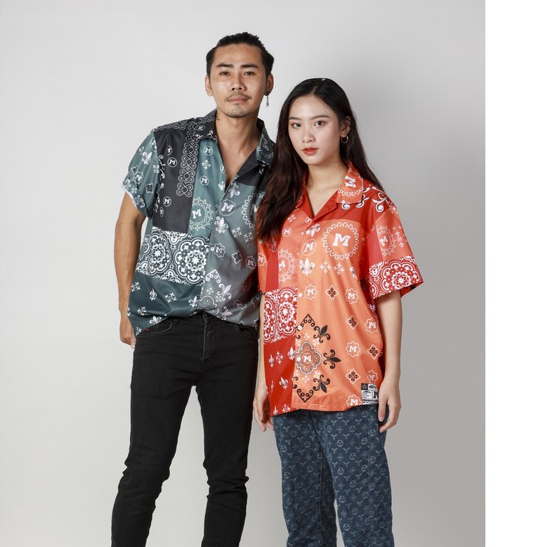 Áo Sơ Mi Unisex Hoạ Tiết Tay Ngắn Cổ Vest Thời Trang nam nữ Vải Lụa Chính hãng Local Brand Mi Midori