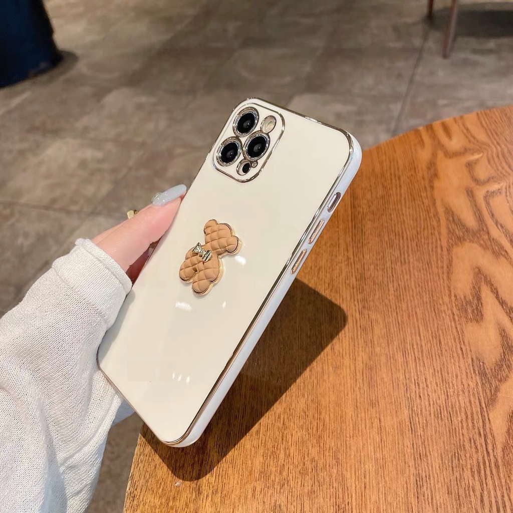 Ốp Điện Thoại Hình Gấu Nâu Thắt Nơ Cho Iphone 13 pro Max 7plus Plus Xr X Xs Xs Max 111212 Ốp Điện Thoại Chất Lượng Cao Cho iphone Pro 12pro Max