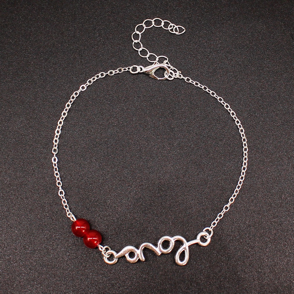 Lắc Chân Đính Hạt Tròn Khắc Chữ LOVE Phong Cách Âu Mỹ Độc Đáo Dễ Phối Đồ