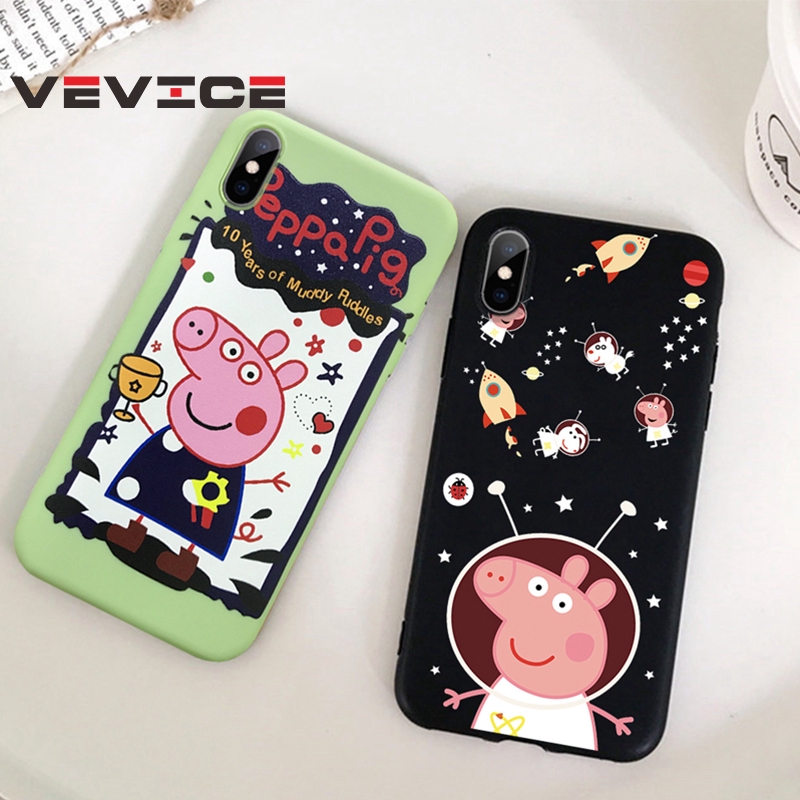 Ốp lưng silicon họa tiết heo Peppa đáng yêu dành cho iPhone XS MAX XR X 10 8 7 6S 6 Plus