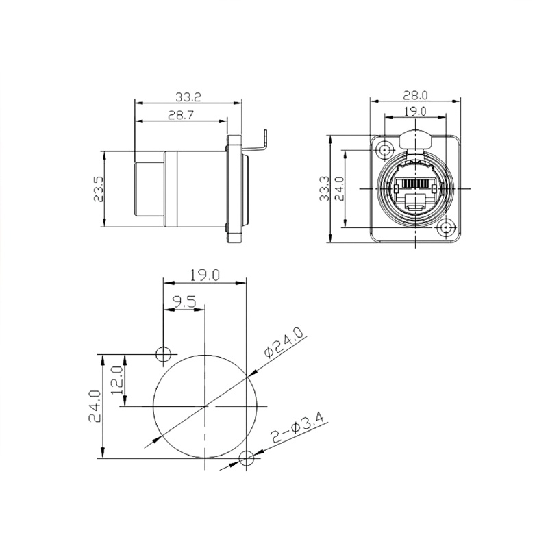 Ổ Cắm Kết Nối Tự Khóa Chống Nước Có Màn Hình LED RJ45