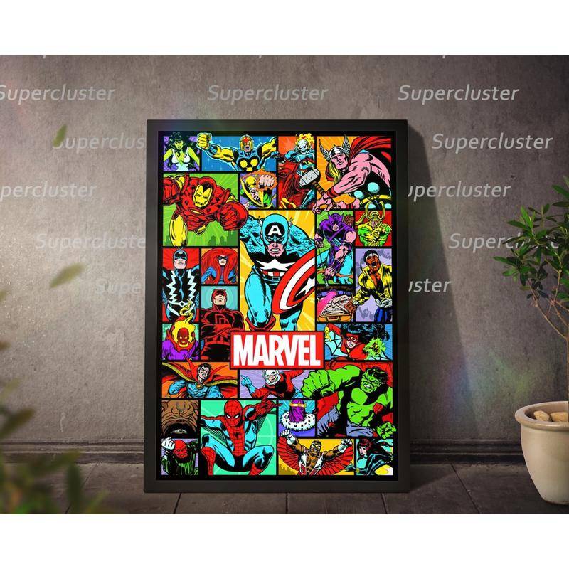 Tranh Vải Bạt Treo Tường In Hình Marvel Người Sắt Người Nhện thor Trang Trí Nhà Cửa Quán bar