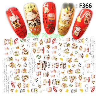 Sticker dán móng Mèo thần tài