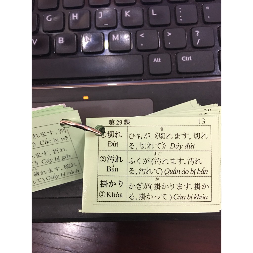 Flashcard từ vựng N4 - Thẻ học tiếng Nhật từ vựng N4 có ép plastic chống nước