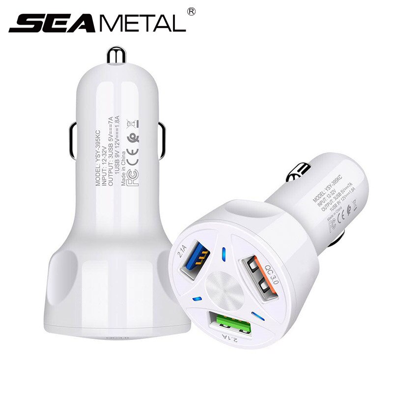 Bộ sạc SEAMETAL QC3.0 3 cổng USB trên xe hơi 2.1A tiện dụng
