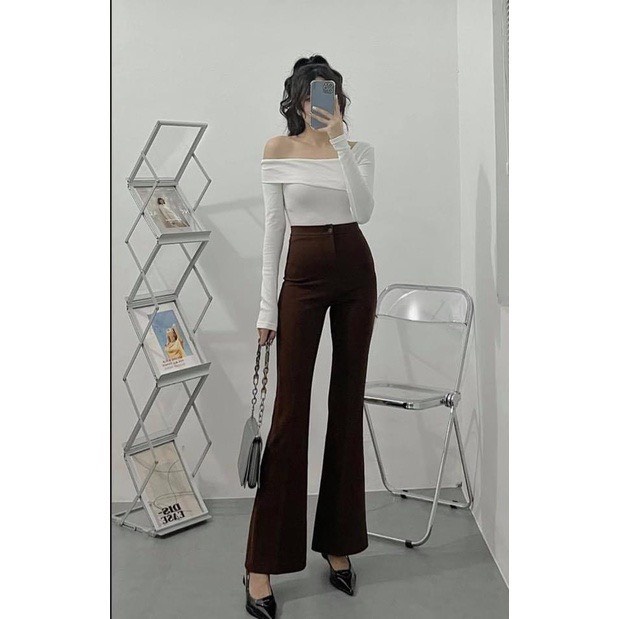 Quần Ống Loe Cạp Cao Gen Bụng Siêu Tôn Dáng