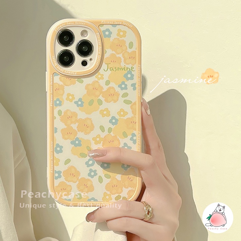 Ốp Điện Thoại TPU Mềm Nhám Chống Sốc Hình Hoa Nhài Vàng Thời Trang Cho iPhone 13 Mini 12 Pro Max 11 Xr Xs Max X 7 8 Plus 12Mini