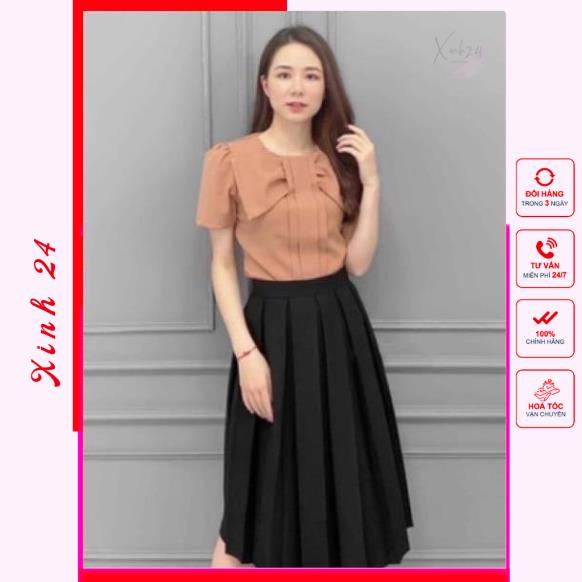 Áo sơ mi nữ công sở nơ bảng siêu xinh, hàng thiết kế Form chuẩn | BigBuy360 - bigbuy360.vn