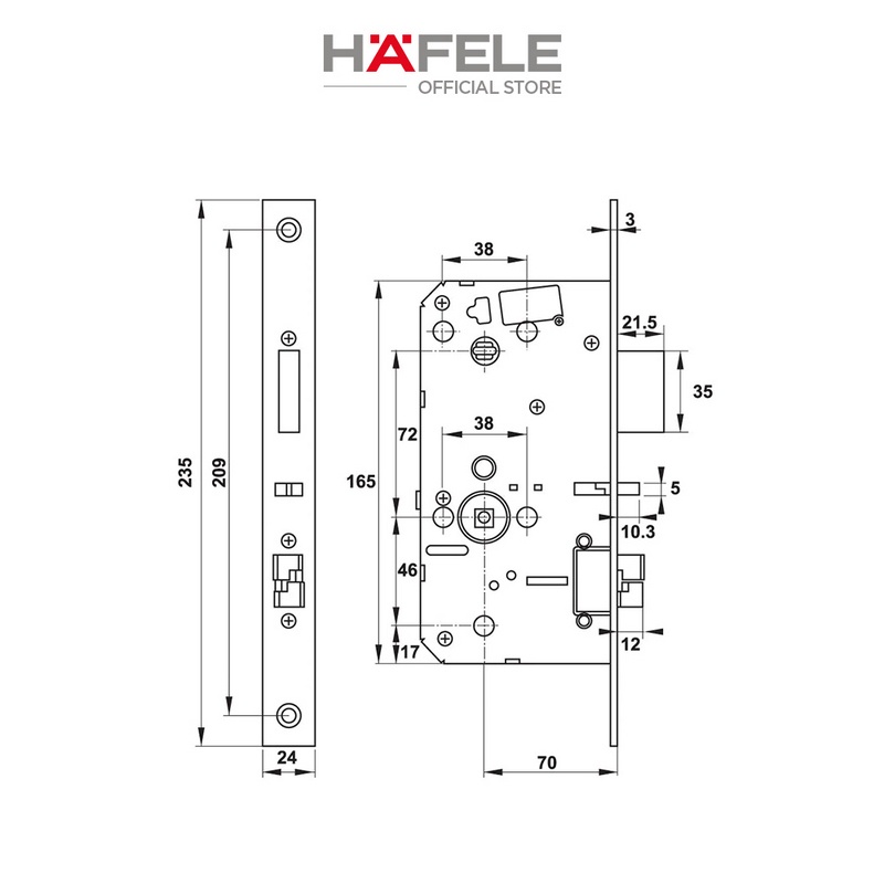 Khóa điện tử Hafele DL7600 - 91220237 màu đen