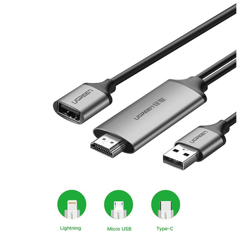 Cáp chuyển tín hiệu từ điện thoại ra HDMI dài 1.5m Ugreen 50291