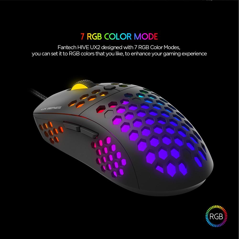 Chuột Gaming Có Dây Fantech UX2 HIVE 12000DPI LED RGB 16,8 Triệu Màu 6 Phím Macro