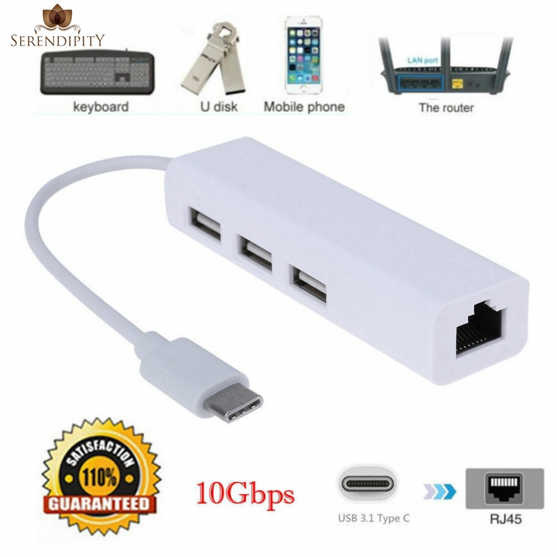 Bộ chuyển đổi cáp USB Type C 3.1 sang USB RJ45 Ethernet Lan cho Macbook