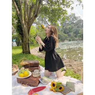 Jump Đen sơmi xếp ly eo