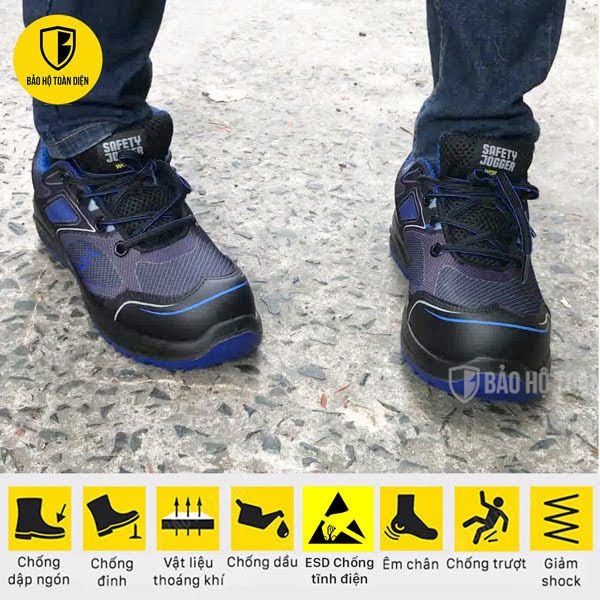 [CHÍNH HÃNG] Giày bảo hộ Safety Jogger Cador. Kiểu dáng thể thao chống đinh, chống dập ngón cho đân công trình, nhà máy