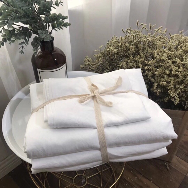 Set Chăn Ga Gối Poly Cotton Trắng Trơn Hàn Quốc | BigBuy360 - bigbuy360.vn