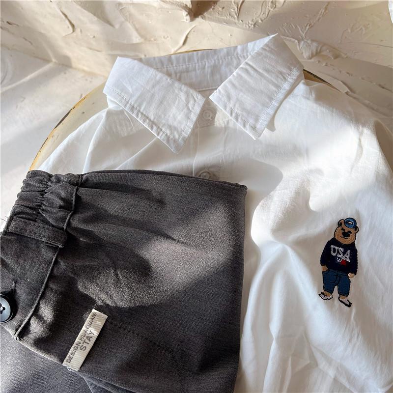 Áo Sơ Mi Trắng Thêu Họa Tiết Thời Trang Mùa Xuân Mới Cho Bé Trai Và Gái