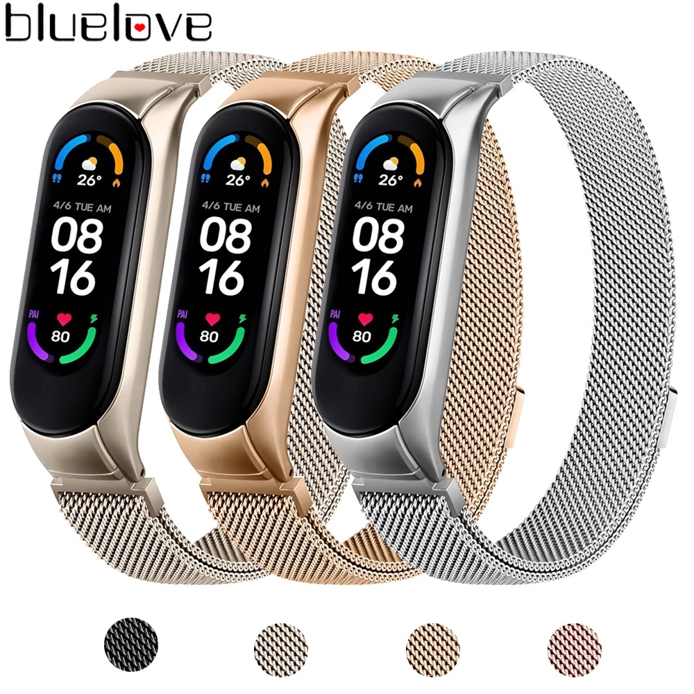 Dây Đeo Kim Loại Hít Nam Châm Thời Trang Thay Thế Chuyên Dụng Cho Mi Band 7 6 5 4 3