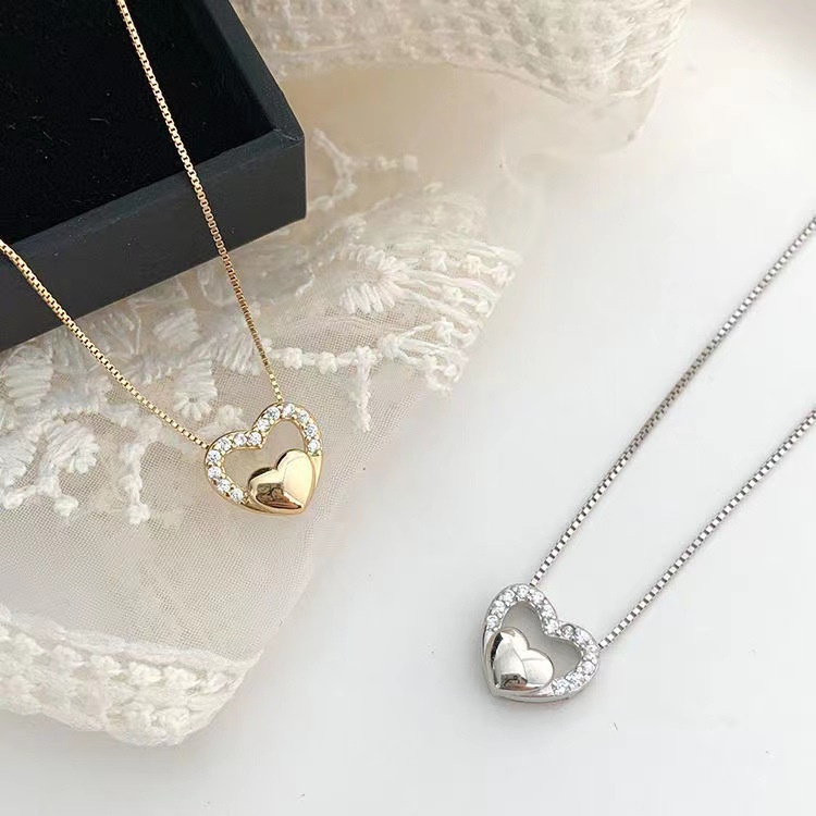 Dây Chuyền Mặt Trái Tim Đính Đá Thời Trang