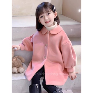 Áo dạ màu hồng pastel bé gái