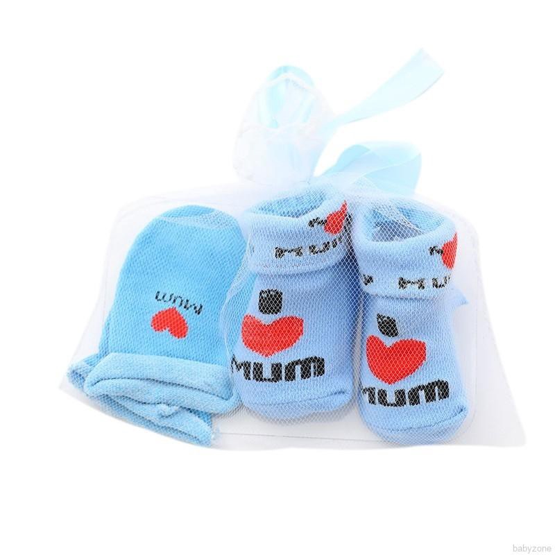 Set găng tay + vớ cotton họa tiết hoạt hình cho bé
