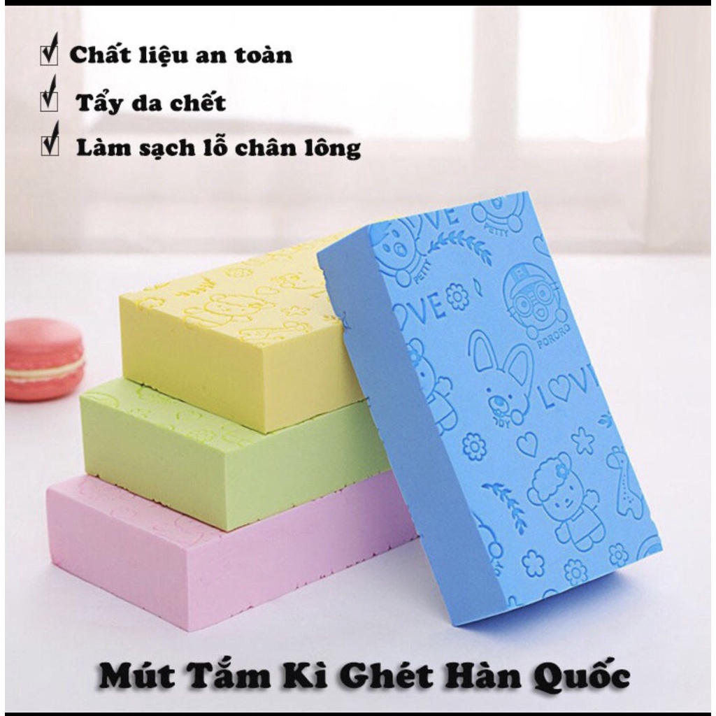 Bông tắm, Miếng kỳ ghét, miếng tẩy tế bào chết, miếng làm sạch da tạo bọt siêu sạch Hàn Quốc PORORO