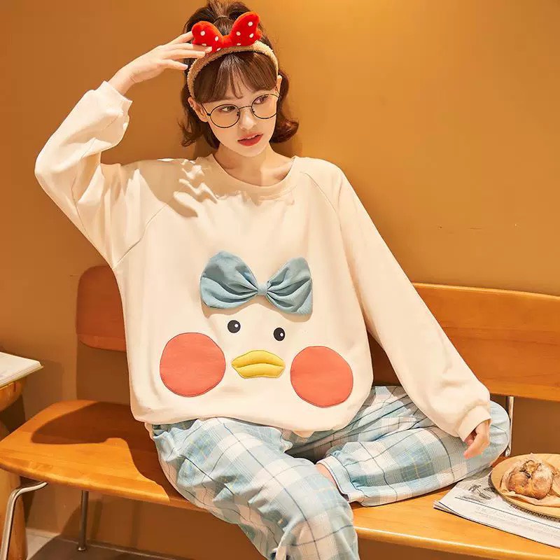 Bộ Cotton Thu Đông Nữ Chất Cotton Dày Dặn Hình In 3D Sắc Nét Hàng Đẹp QCCC