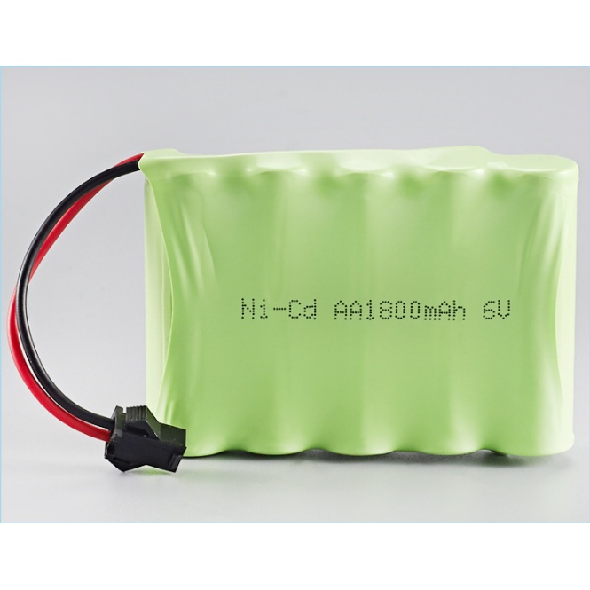Pin sạc AA6V 1800mAh Ni-Cd cho xe đồ chơi ô tô mô hình điều khiển, Cáp sạc chuẩn SM
