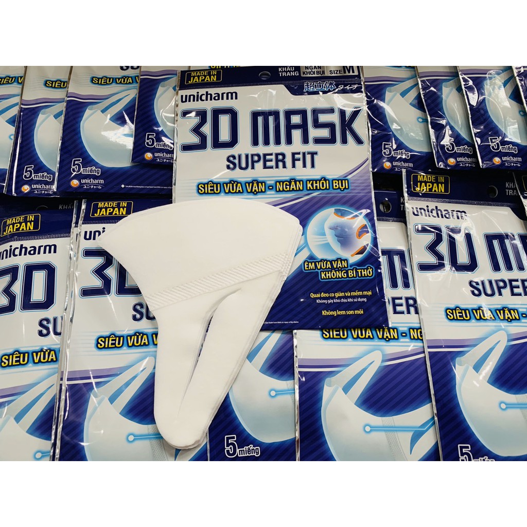 Combo 10 gói Khẩu trang ngăn khói bụi Unicharm 3D Mask Super Fit size M, tặng hộp bông tẩy trang Silcot Premium 66 miếng | BigBuy360 - bigbuy360.vn