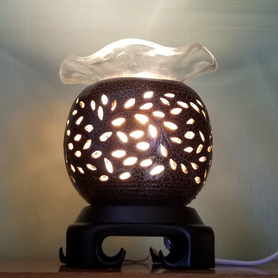 Đèn xông tinh dầu điện bằng gốm lá nhỏ