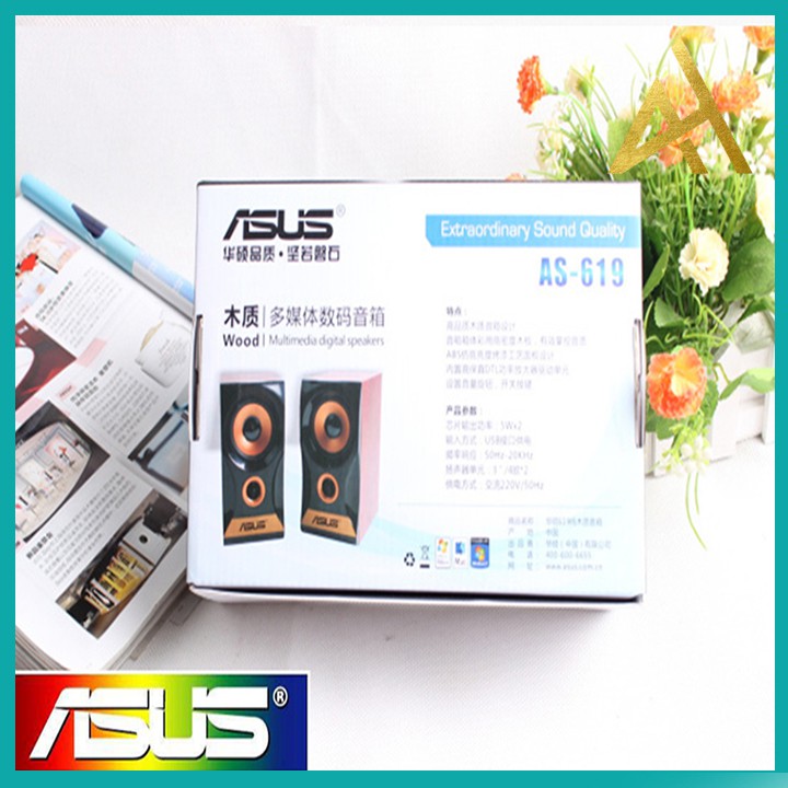  Loa Máy Vi Tính PC Laptop Để Bàn Cao Cấp 2.0 ASUS 619 - Loa Nghe Nhạc Mini Có Dây