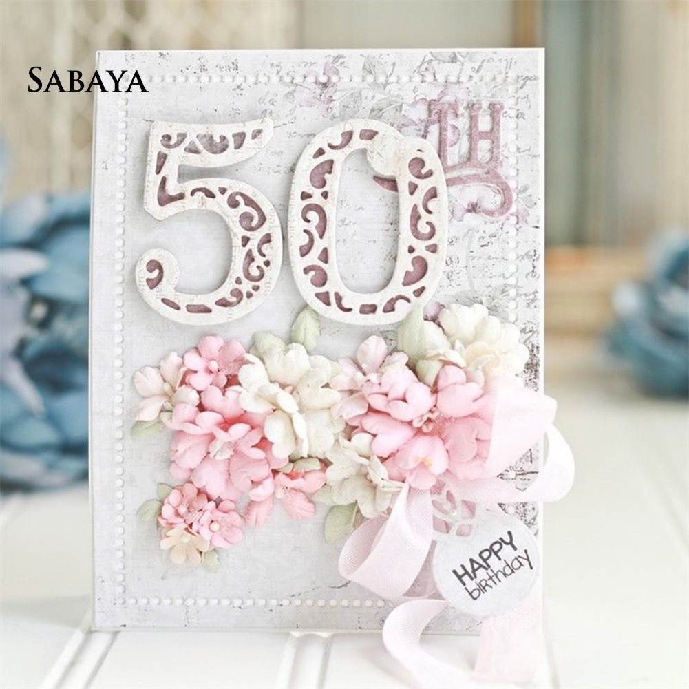 Khuôn Cắt Giấy Làm Từ Kim Loại Hình Chữ Số Cách Điệu Trang Trí Scrapbook