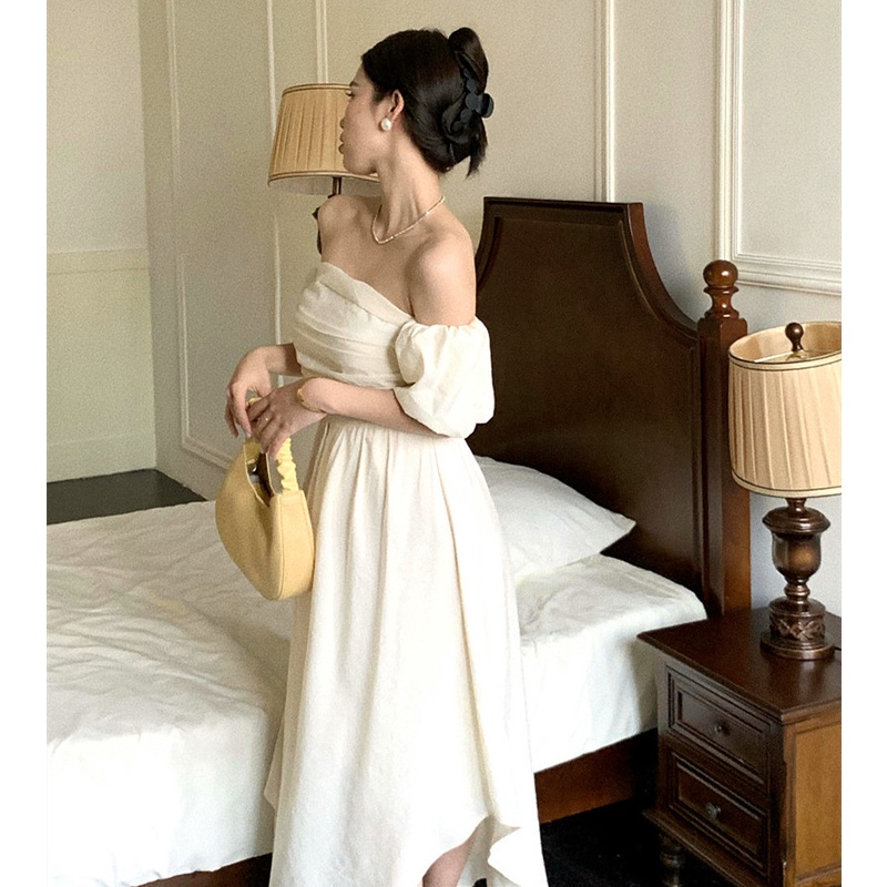 Đầm Maxi Tay Ngắn Trễ Vai Thời Trang Mùa Hè Quyến Rũ Cho Nữ