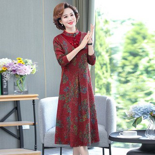 Váy trung niên thu xuân quý phái cao cấp, đầm dự tiệc trung niên trang nhã thanh lịch