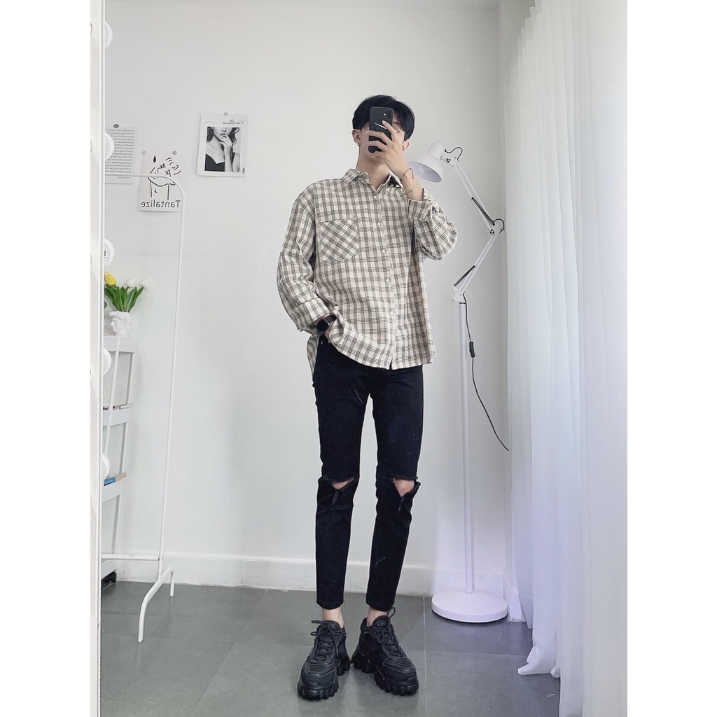 Áo Sơmi Caro Nâu MF12 CHUOTCONG OFFICIAL