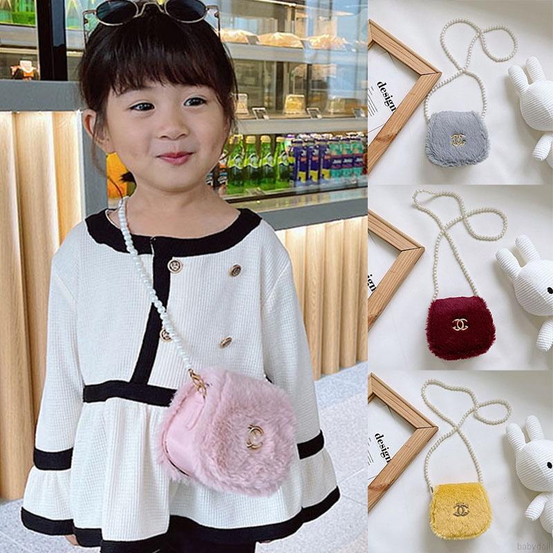 Túi đeo chéo vai bằng vải lông thời trang sành điệu cho bé gái tùy chọn màu sắc