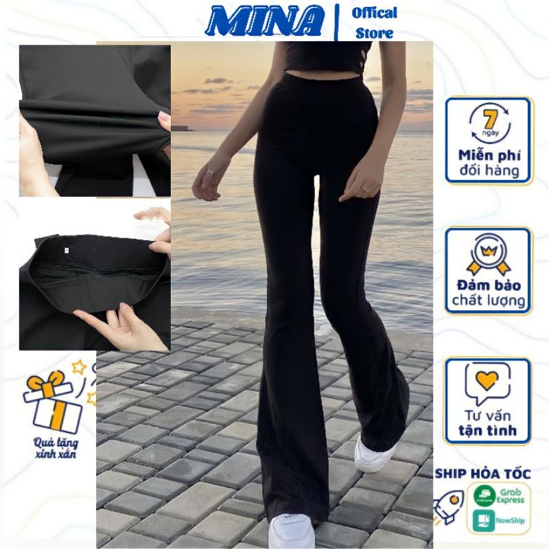 Quần Ống Loe Thun Lưng Cao Siêu Tôn Dáng Legging Nữ Có big size 38 đến 80 kg